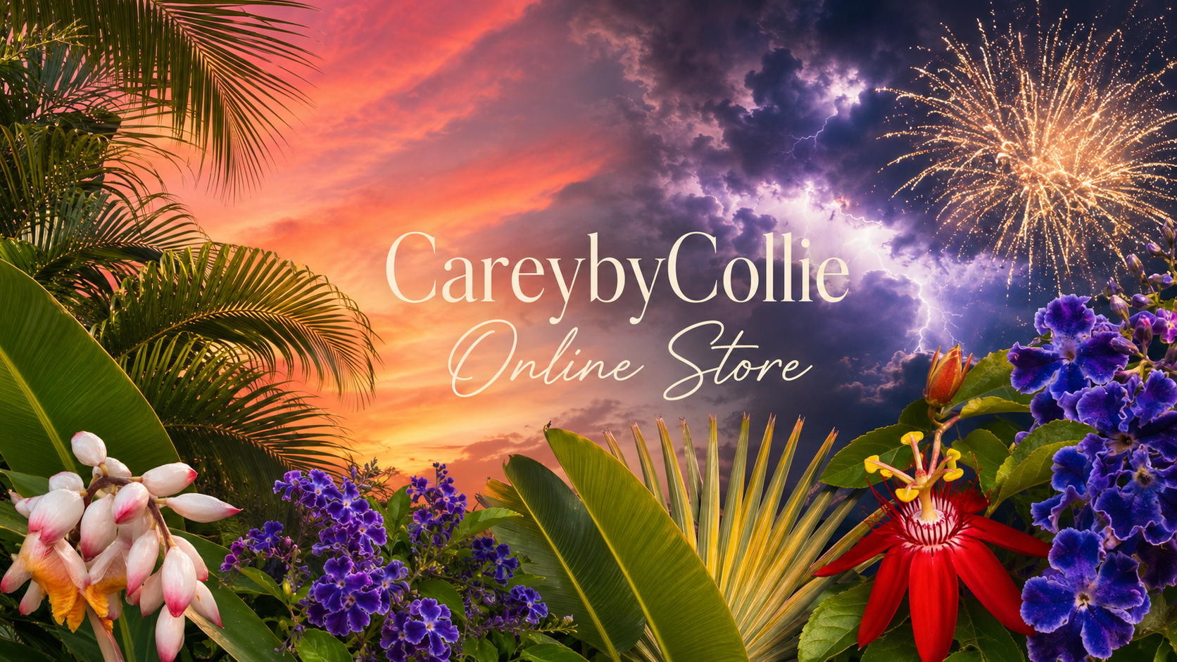 Storyhaven tropical sunset banner